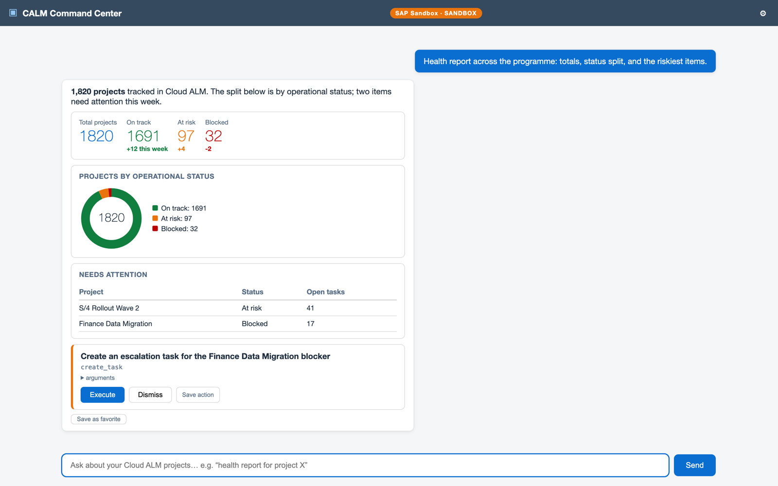 CALM Command Center screenshot